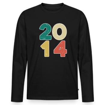 2014 - Jahrgang 2014 - Baujahr 2014 - Männer Premium Bio Langarmshirt - Schwarz - Vorne - Nico (187cm)