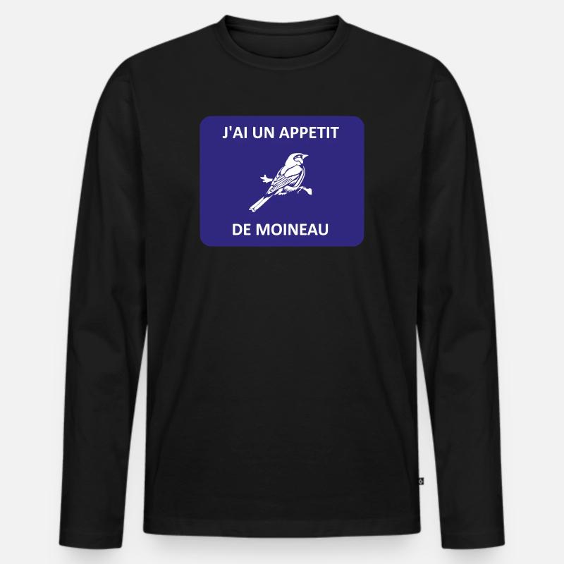 Spatzen-Appetit - Männer Premium Bio Langarmshirt - Schwarz