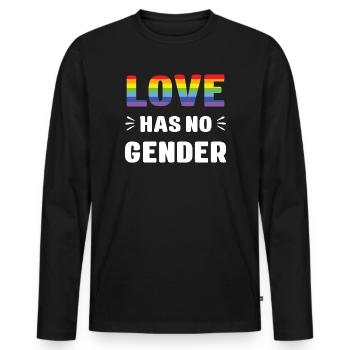 LGBT Pride Month - Love Has No Gender - Men's Premium Organic Long Sleeve Shirt - black - Front - Nico (187cm)