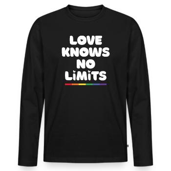LGBT Pride Month - Love Knows No Limits - Men's Premium Organic Long Sleeve Shirt - black - Front - Nico (187cm)
