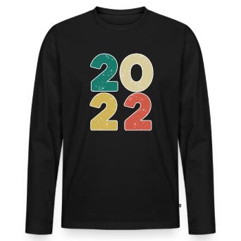 2022 - Jahrgang 2022 - Baujahr 2022 - Männer Premium Bio Langarmshirt - Schwarz - Vorne - Nico (187cm)