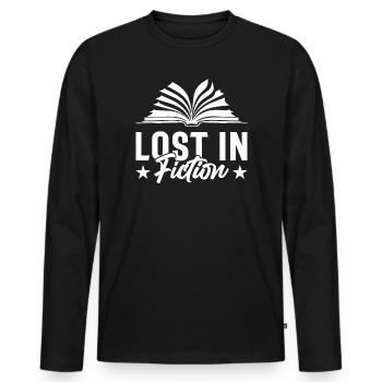 LOST IN FICTION - Men's Premium Organic Long Sleeve Shirt - black - Front - Nico (187cm)