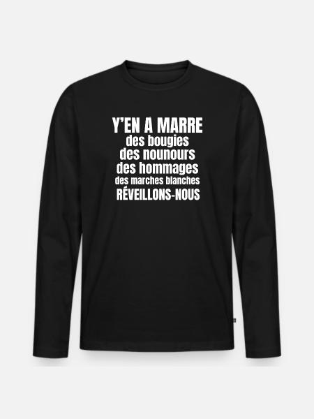France, tribute, white march - Men's Premium Organic Long Sleeve Shirt - black