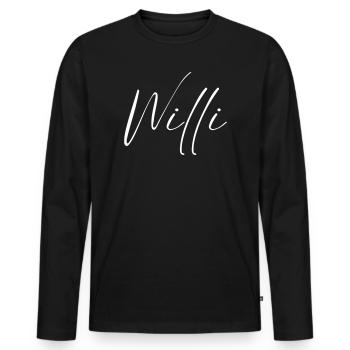 Willi Name T-Shirt Gift for Men - Men's Premium Organic Long Sleeve Shirt - black - Front - Nico (187cm)