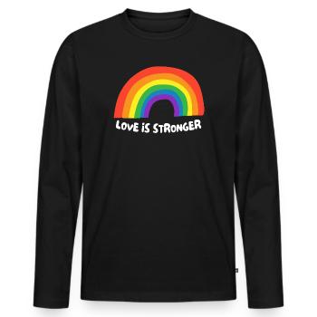L’amour est plus fort. LGBT - T-shirt manches longues Premium bio Homme - noir - Devant - Nico (187cm)