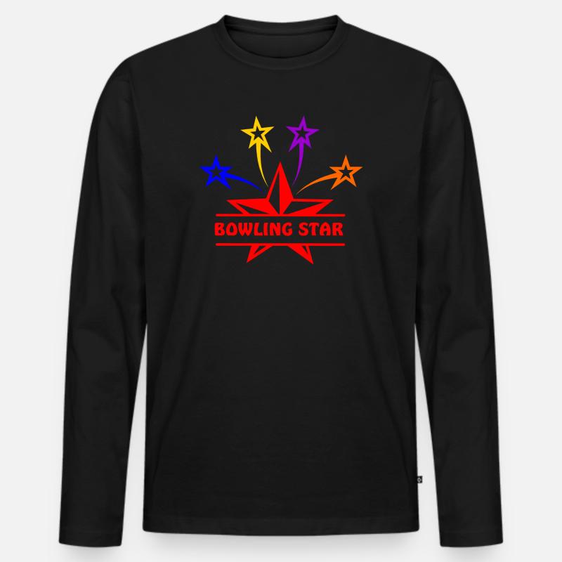 Farbe des Bowlingsterns - Männer Premium Bio Langarmshirt - Schwarz