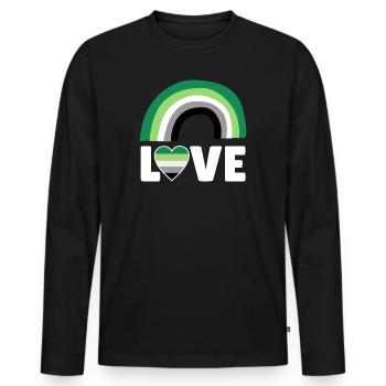 Aromantik, Aromatisch, Bogen - Männer Premium Bio Langarmshirt - Schwarz - Vorne - Nico (187cm)