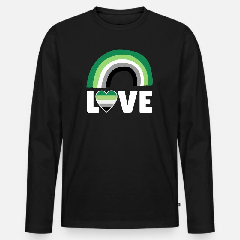 Aromantik, Aromatisch, Bogen - Männer Premium Bio Langarmshirt - Schwarz