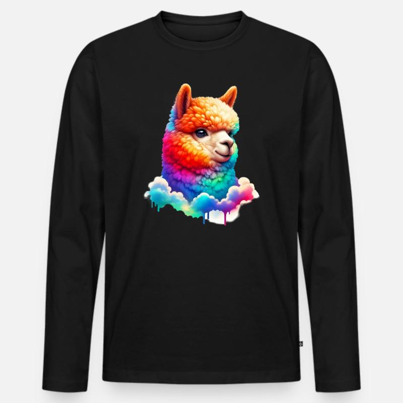 Alpaka - Männer Premium Bio Langarmshirt - Schwarz
