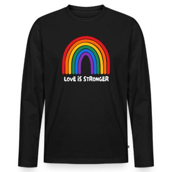 L’amour est plus fort. LGBT - T-shirt manches longues Premium bio Homme - noir - Devant - Nico (187cm)