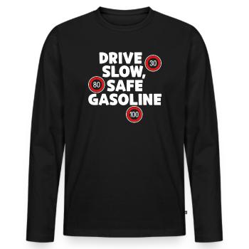 Déclaration de ravitaillement en carburant du stockage d’énergie de la pompe à essence - T-shirt manches longues Premium bio Homme - noir - Devant - Nico (187cm)