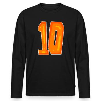 Dix 10 Numéro Orange - T-shirt manches longues Premium bio Homme - noir - Devant - Nico (187cm)