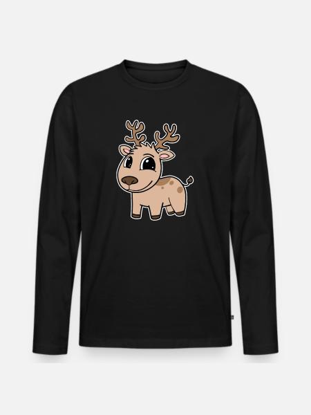 Deer Cute Kids Toddler - Men's Premium Organic Long Sleeve Shirt - black