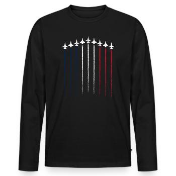Jet Parade Tricolore - T-shirt manches longues Premium bio Homme - noir - Devant - Nico (187cm)