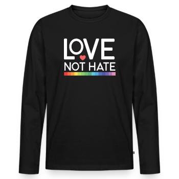 LGBT Pride Month - Love not Hate - Men's Premium Organic Long Sleeve Shirt - black - Front - Nico (187cm)