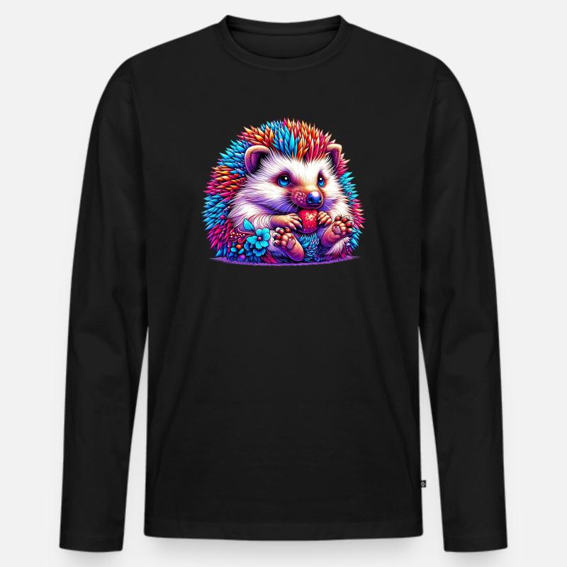 Igel - Männer Premium Bio Langarmshirt - Schwarz
