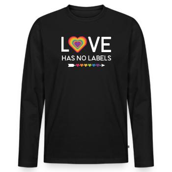 LGBT Pride Month - Liebe hat keine Etiketten - Männer Premium Bio Langarmshirt - Schwarz - Vorne - Nico (187cm)