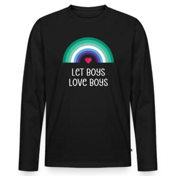 Mois de la fierté LGBT - Let Boys Love Boys - T-shirt manches longues Premium bio Homme - noir - Devant - Nico (187cm)