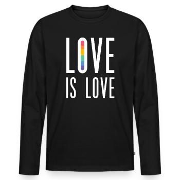 Mois de la fierté LGBT - Love is Love - T-shirt manches longues Premium bio Homme - noir - Devant - Nico (187cm)