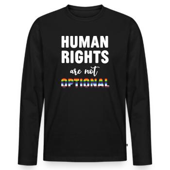 LGBT Pride Month - Menschenrechte sind nicht optional - Männer Premium Bio Langarmshirt - Schwarz - Vorne - Nico (187cm)