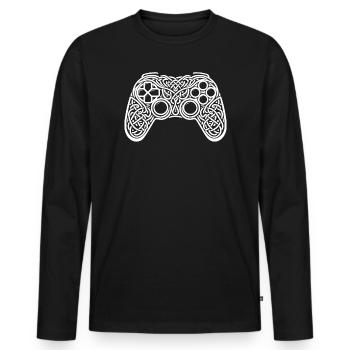 Gaming Controller keltisch Ornament Gamer Design - Männer Premium Bio Langarmshirt - Schwarz - Vorne - Nico (187cm)