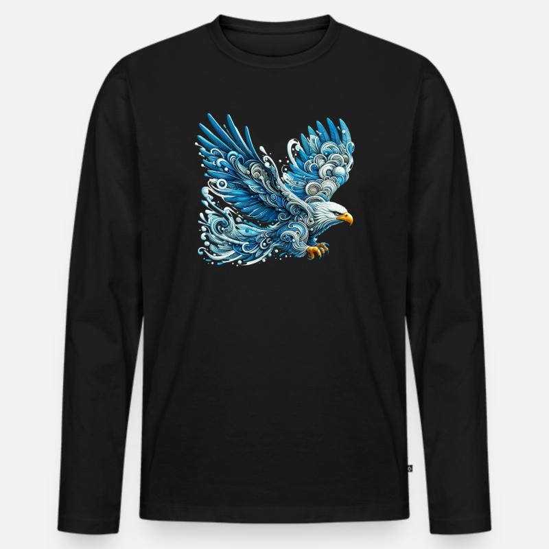 Adler - Männer Premium Bio Langarmshirt - Schwarz