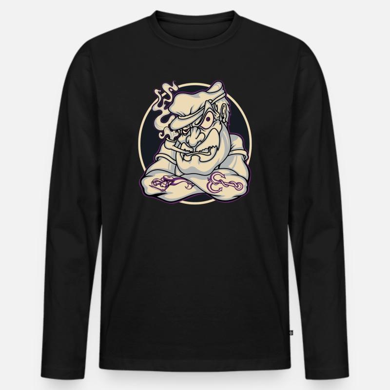 Capitan - Männer Premium Bio Langarmshirt - Schwarz