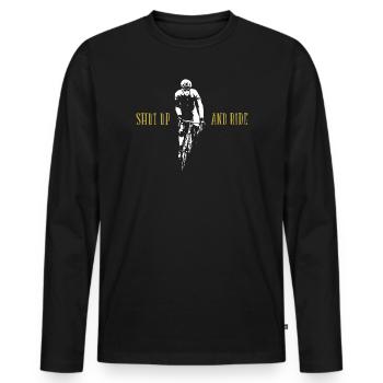 Shut Up and Ride Cycling Vintage Bicycle - Men's Premium Organic Long Sleeve Shirt - black - Front - Nico (187cm)