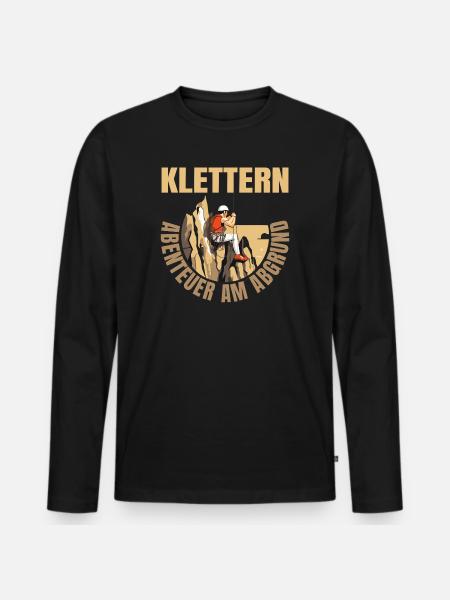 Abenteuer am Abgrund - Männer Premium Bio Langarmshirt - Schwarz