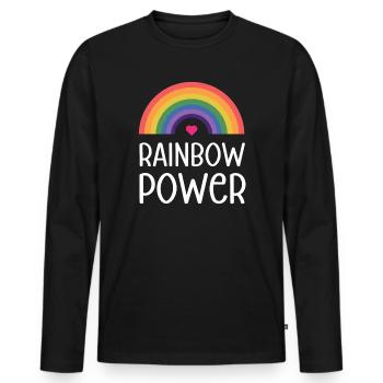 LGBT Pride Month - Rainbow Power - Men's Premium Organic Long Sleeve Shirt - black - Front - Nico (187cm)