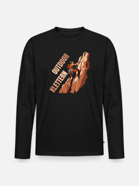 Outdoor Klettern - Männer Premium Bio Langarmshirt - Schwarz