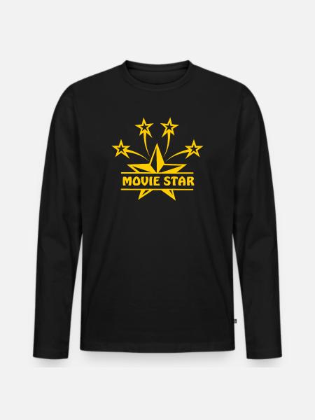 Moviestar goldfarben - Männer Premium Bio Langarmshirt - Schwarz