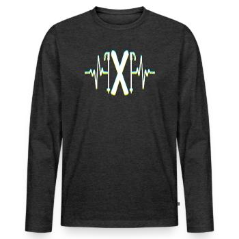 Schifahren Wintersport Snowboard Biathlon Schnee - Männer Premium Bio Langarmshirt - Anthrazit meliert - Vorne - Nico (187cm)