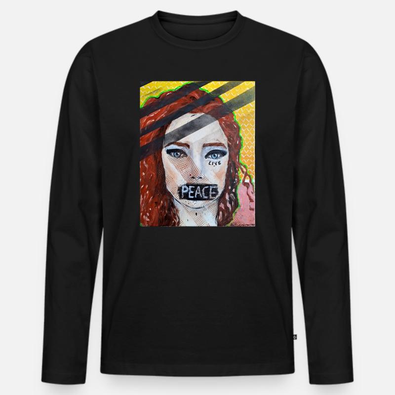 Live PEACE - Männer Premium Bio Langarmshirt - Schwarz