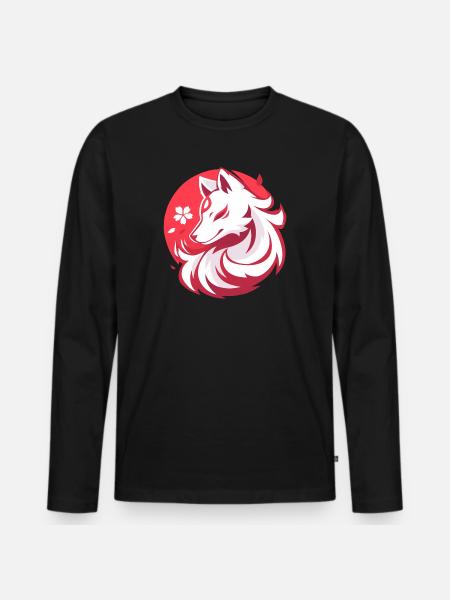 Asian Style White Fox - Men's Premium Organic Long Sleeve Shirt - black