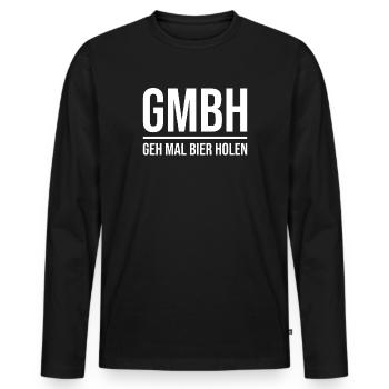 GmbH Geh mal Bier holen - Männer Premium Bio Langarmshirt - Schwarz - Vorne - Nico (187cm)