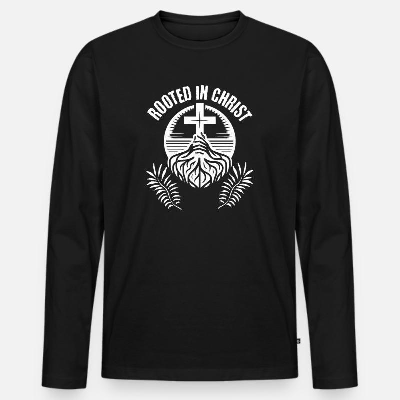 Wurzeln im Glauben - Männer Premium Bio Langarmshirt - Schwarz