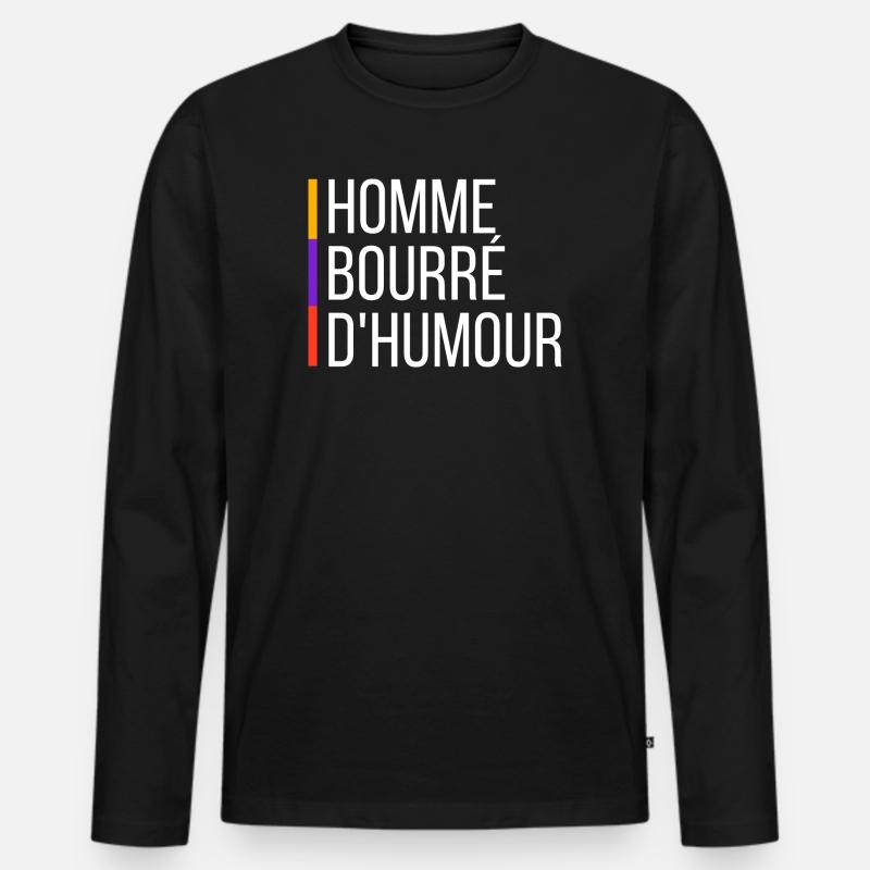 Ein Mann voller Humor - Männer Premium Bio Langarmshirt - Schwarz