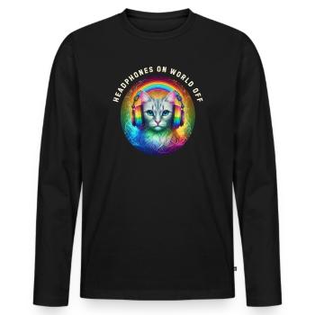 LGBT. Casque sur le monde éteint - T-shirt manches longues Premium bio Homme - noir - Devant - Nico (187cm)