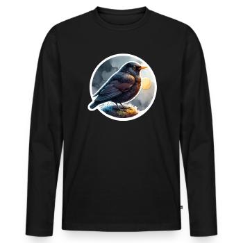 Merle - T-shirt manches longues Premium bio Homme - noir - Devant - Nico (187cm)