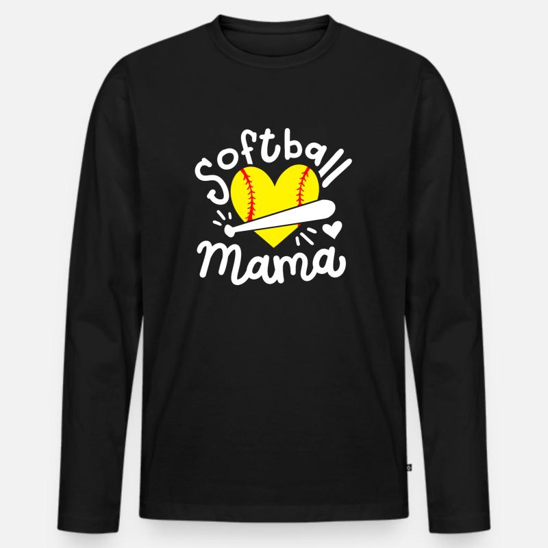 Softball Mama - Männer Premium Bio Langarmshirt - Schwarz