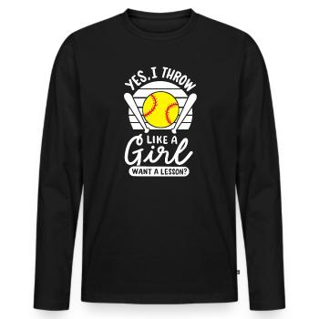 Softball Softball-Spieler - Männer Premium Bio Langarmshirt - Schwarz - Vorne - Nico (187cm)
