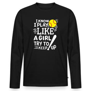 Softball Softball-Spieler - Männer Premium Bio Langarmshirt - Schwarz - Vorne - Nico (187cm)
