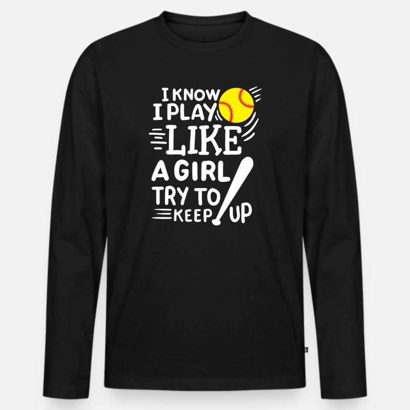 Softball Softball-Spieler - Männer Premium Bio Langarmshirt - Schwarz