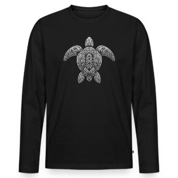 Don des plongeurs tribaux Maori Tortues de mer - T-shirt manches longues Premium bio Homme - noir - Devant - Nico (187cm)