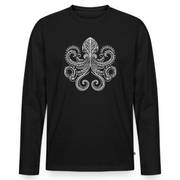 Pieuvre, plongeur tribal maori, amoureux de l’océan - T-shirt manches longues Premium bio Homme - noir - Devant - Nico (187cm)