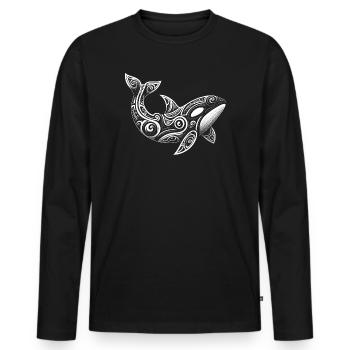 Plongeur orca tribal maori orque - T-shirt manches longues Premium bio Homme - noir - Devant - Nico (187cm)