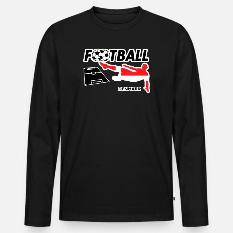 Fußball Fieber Dänemark - Männer Premium Bio Langarmshirt - Schwarz