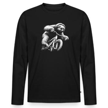 Cadeau pour cyclistes VTT Sloth - T-shirt manches longues Premium bio Homme - noir - Devant - Nico (187cm)