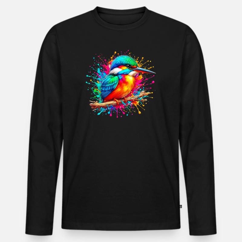 Eisvogel - Männer Premium Bio Langarmshirt - Schwarz